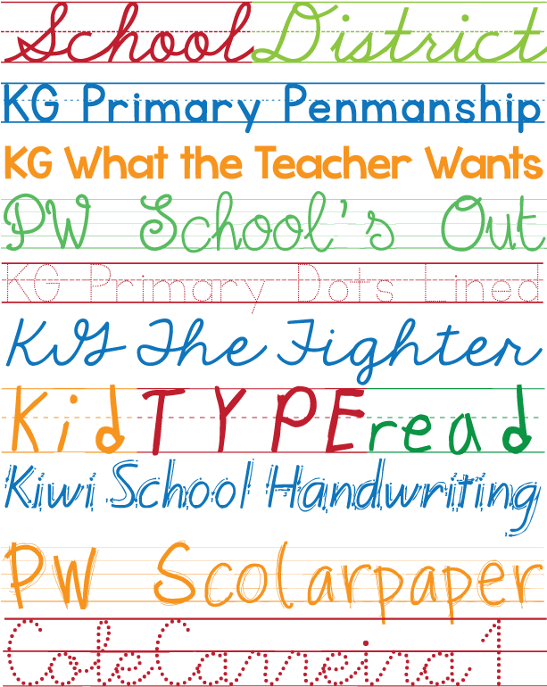 Favorite Free Fonts - Primary School Fonts (612x792), Png Download
