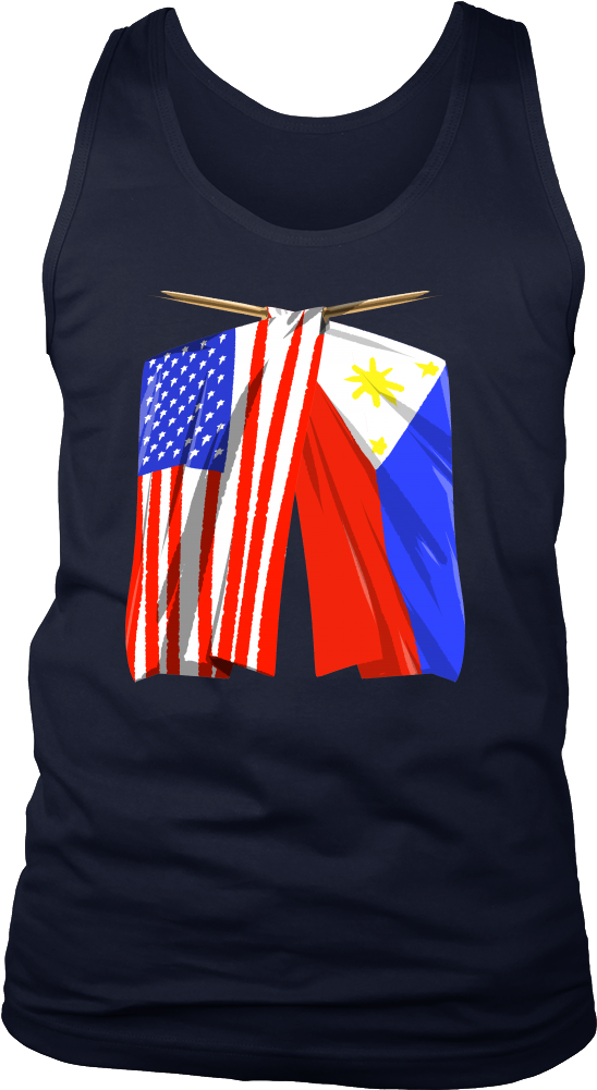 Philippines Flag Tank Filipino American Flag Tank - T-shirt (1000x1000), Png Download