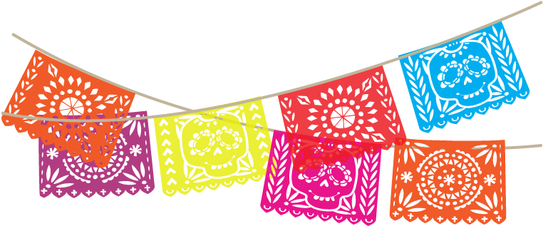 Mexican-american Style Paper Flags - Mexican Paper Flags Png (790x333), Png Download