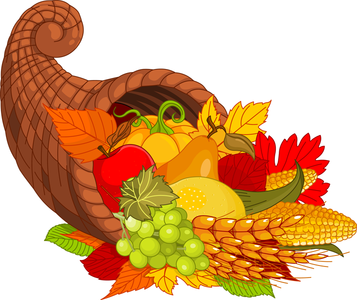 Happy Thanksgiving Clip Art - Free Clip Art Cornucopia Thanksgiving (712x600), Png Download