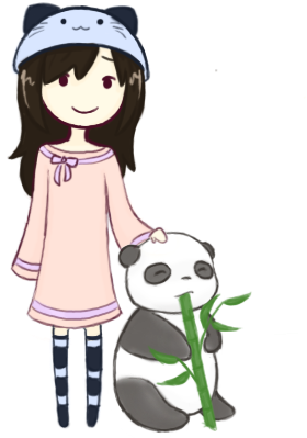 Cartoon Girl With A Cute Panda Tattoo Design - Girl With Cute Panda (347x487), Png Download