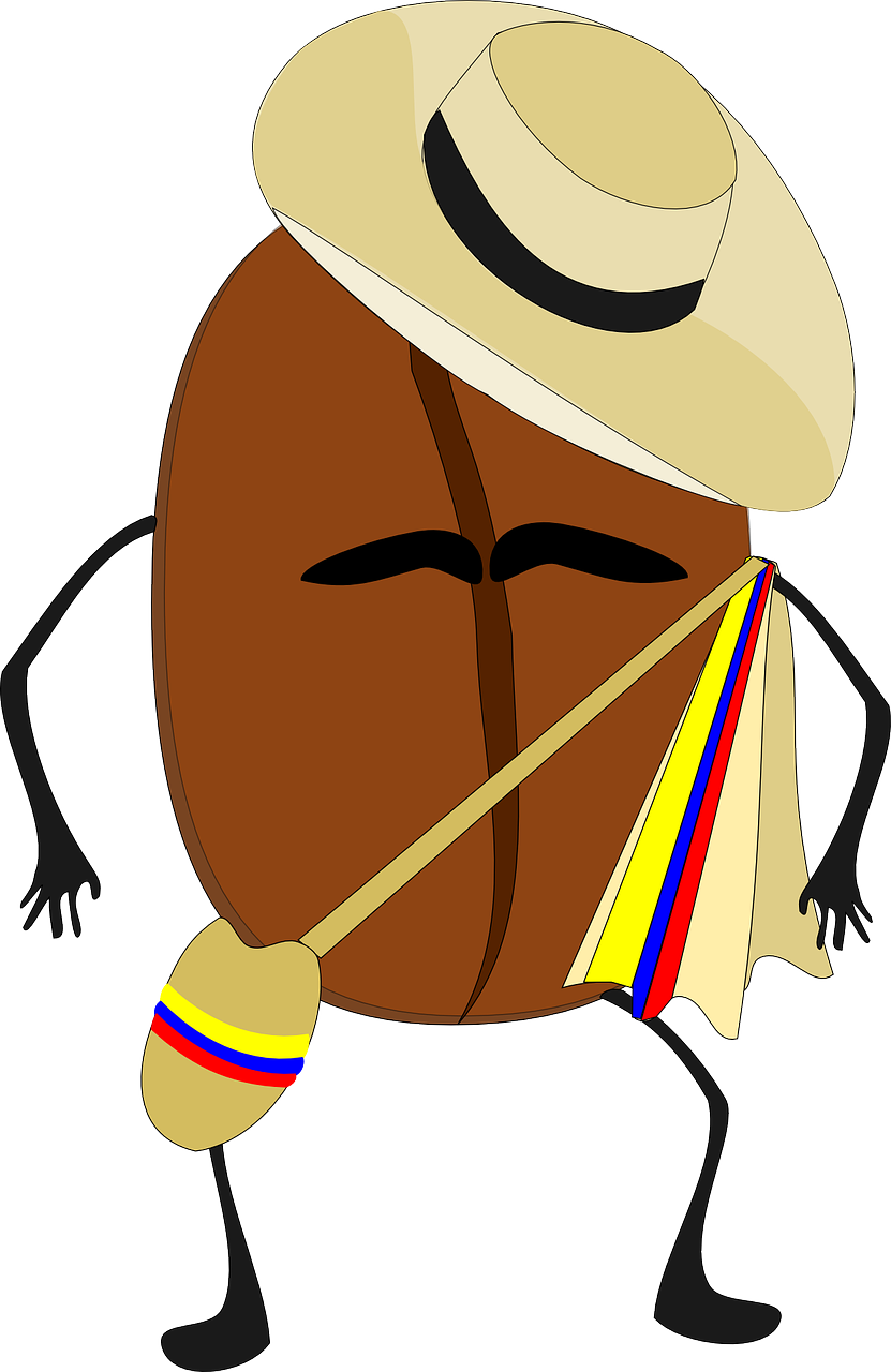 Coffee Bean, Coffee, Hat, Anthropomorphism, Cartoon - Grano De Cafe Colombiano (415x640), Png Download