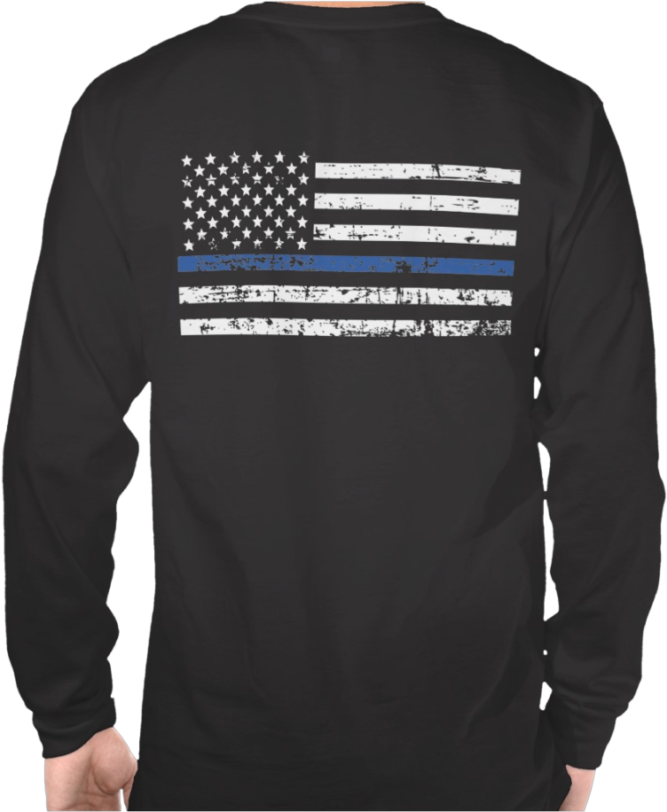 Thin Blue Line Long Sleeve T-shirt - Long-sleeved T-shirt (985x985), Png Download
