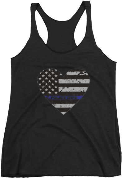 Thin Blue Line Police Wife Heart Women's Racerback - Wifey Tank - Bride Tank, Bachelorette Party Tank, Bridesmaid (600x600), Png Download