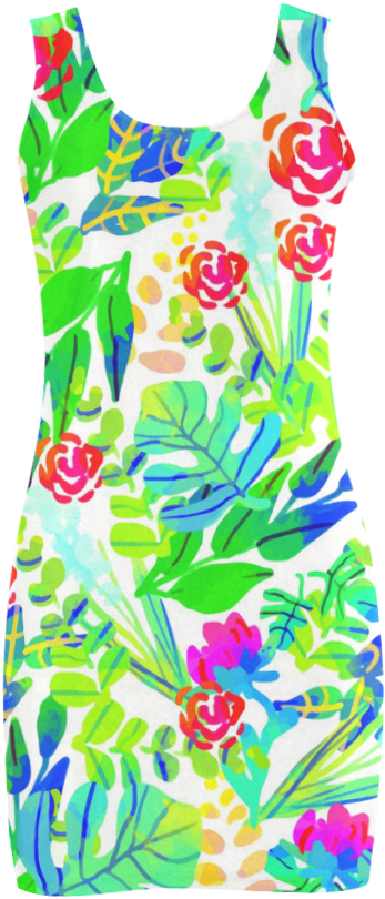 Cute Tropical Watercolor Flowers Medea Vest Dress - Cafepress Jungle Watercolor Flowers F Full/queen Duvet (1000x1000), Png Download