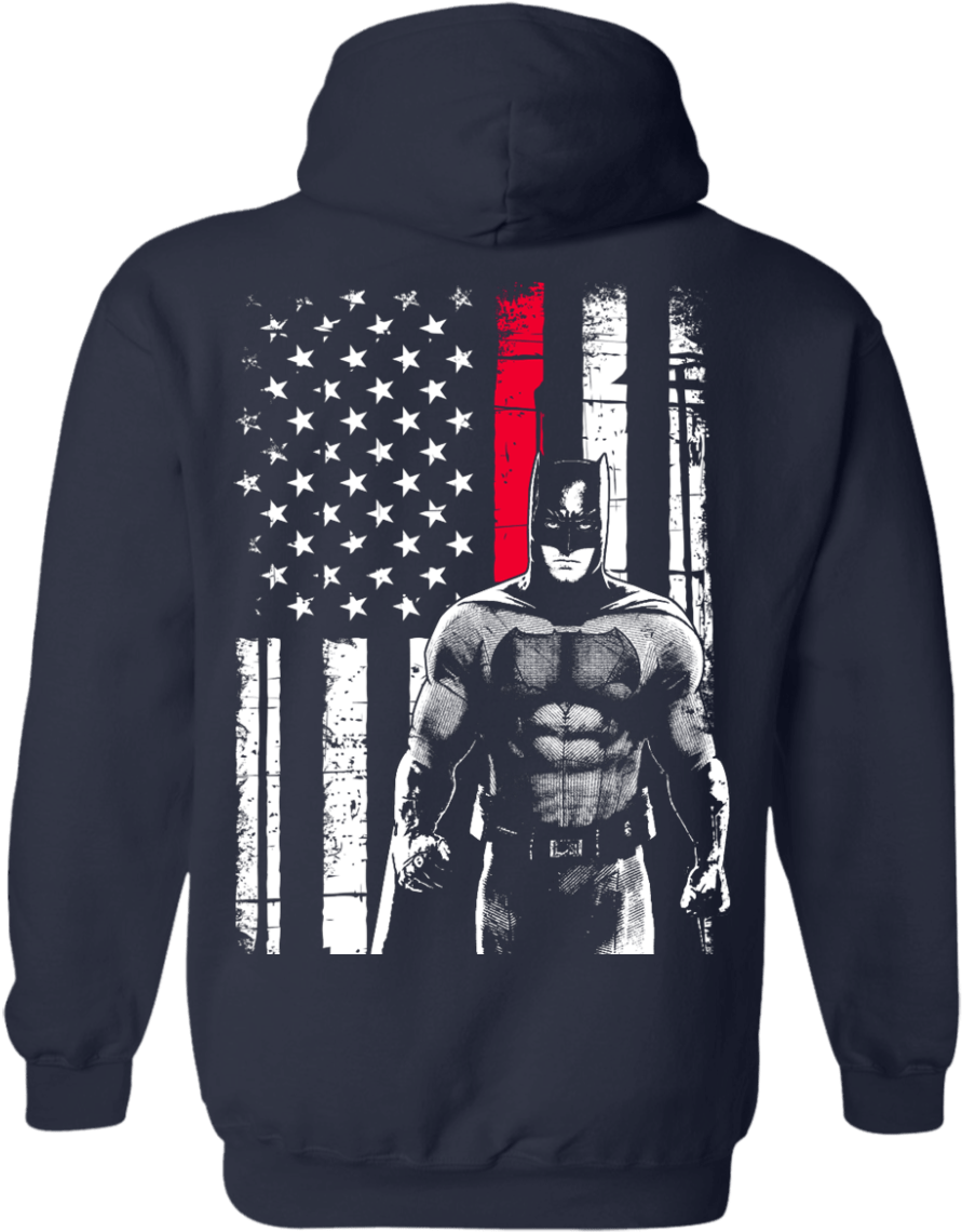 Batman Thin Blue Line T Shirt - Hoodie Design On Sleeve (1155x1155), Png Download