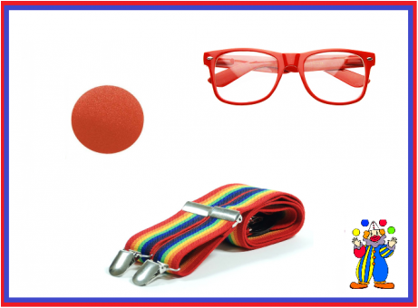 Red Nose Day Clown 5 Peice Set Bow Tie Hat Shoe Covers (460x460), Png Download