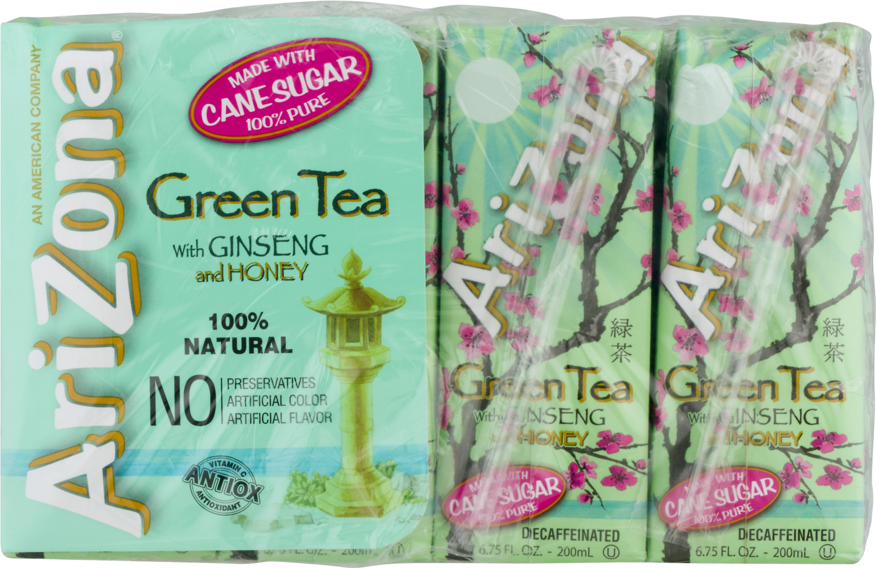Arizona Green Tea, Ginseng & Honey, - Arizona Green Tea With Ginseng And Honey - 6 Pk (1800x1800), Png Download