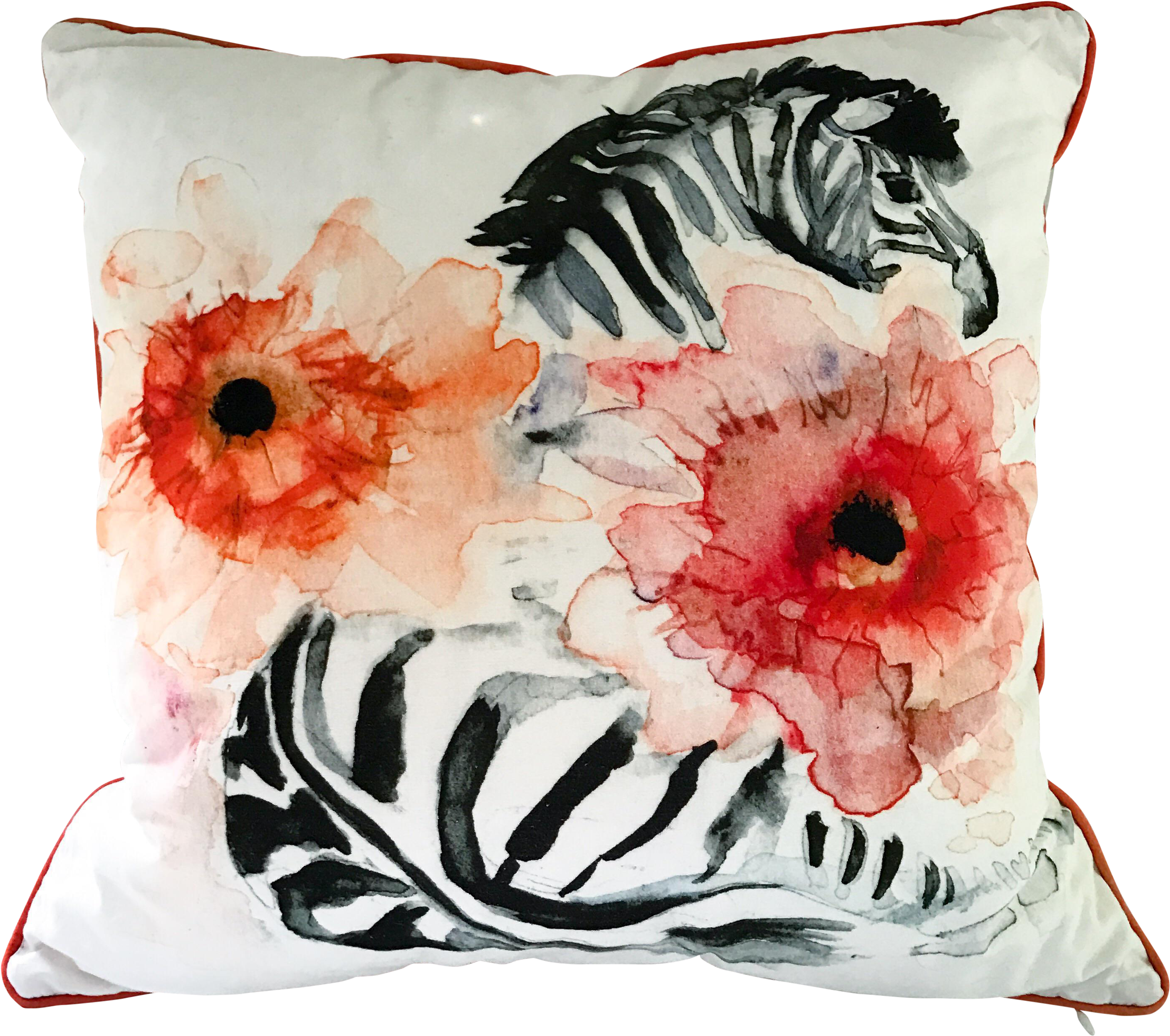 Watercolor Painting Of Zebra On A High-quality Pillow - Anthropologie Zebra Pillow (3098x2742), Png Download