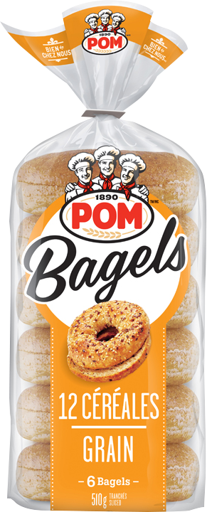 Pom® 12 Grain Bagels - Bagel Sesame Pom (291x720), Png Download