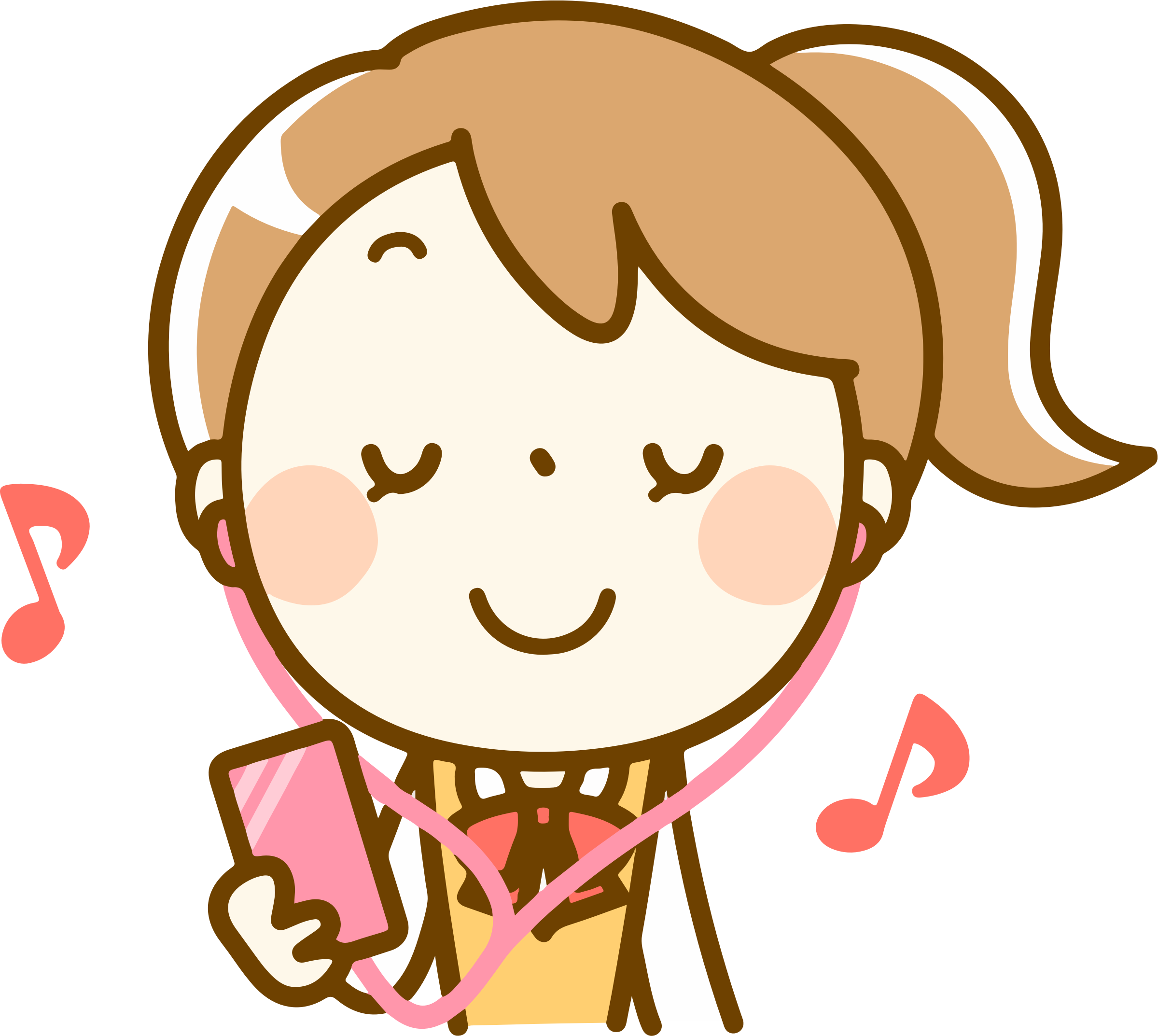 Woman Listening To Music - Free Clipart Listening To Music (2399x2146), Png Download