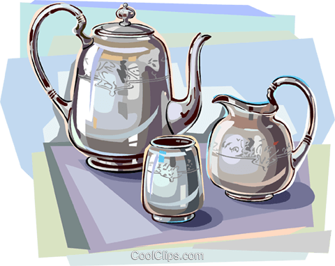 Silver Tea Set Royalty Free Vector Clip Art Illustration - Tea Set Clip Art (480x382), Png Download