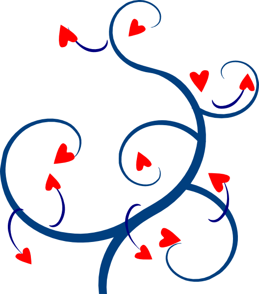 Swirl Hearts Red And Blue 2 Svg Clip Arts 528 X 599 (528x599), Png Download