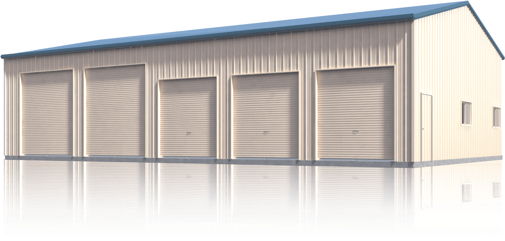 Industrial And Commercial - 6 Door Industrial Shed (1632x855), Png Download
