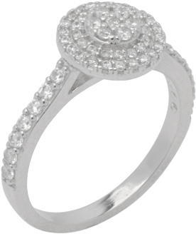 14k White Gold Ring With 59 Diamond Stones For Engagement - 14k White Gold (800x800), Png Download