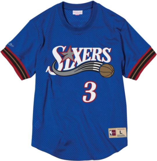 Mitchell & Ness Nba Allen Iverson Philadelphia 76ers - T-shirt (644x657), Png Download
