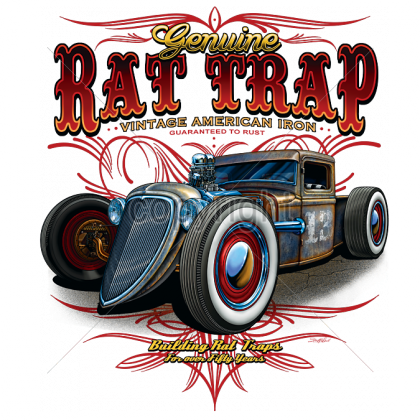 Mens T Shirt Rat Trap Hot Rod Car Qulaity T Shirt - T-shirt Oldtimer Car Classic Car Rat Rod Pinstripe (420x420), Png Download