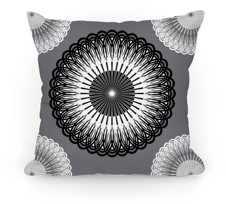 Black And White Flower Mandala Pillow - Pillow (484x484), Png Download