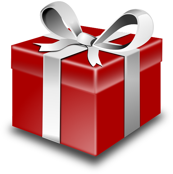 Red, Box, Green, White, Cartoon, Ribbon, Free, Gift - Present Clip Art (612x640), Png Download