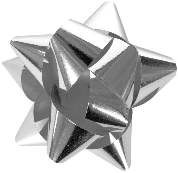 Present Decorative Metallic Bow Gift Silver - Silver Gift Ribbon Png (580x580), Png Download
