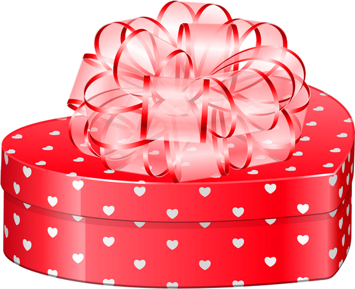 Valentines Day Heart Gift Box With Bow Png Clipart - Valentine Day Gift Png (720x589), Png Download