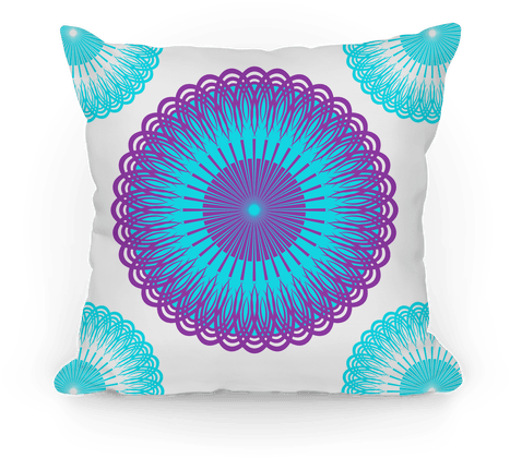 Purple And White Flower Mandala Pillow - Pillow (484x484), Png Download