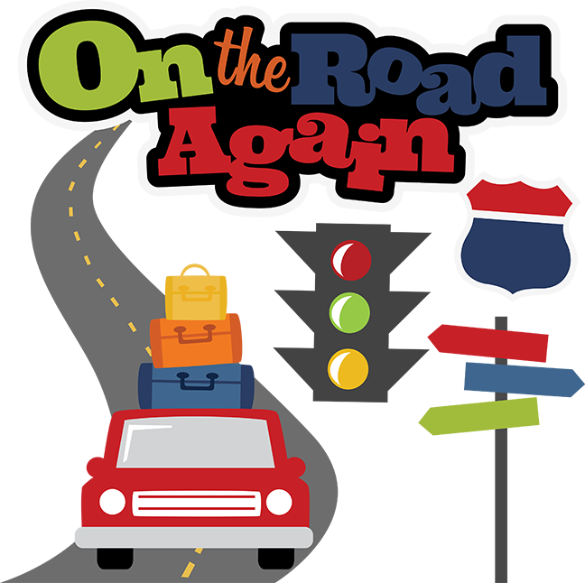 On The Road Again Svg Scrapbook File Vacation Svg Files - Road Trip Clip Art Png (648x646), Png Download