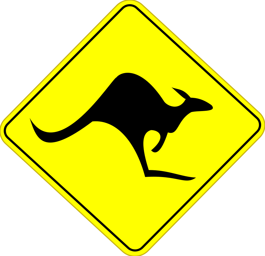 Road Trip Clipart - Caution Kangaroo Sign (900x869), Png Download