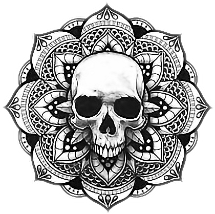 Blackandwhite Tattoo Tattooart Skull Skullmanda - Mandala Skull Tattoo Designs (420x418), Png Download