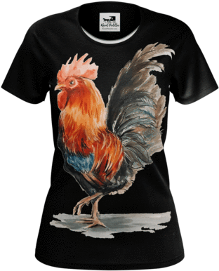 Traditional Rooster Women's T-shirt - Art (480x480), Png Download