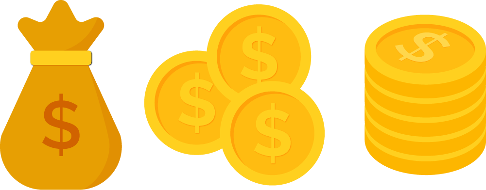 Coins Clipart Dollar Png Image - Gold Coin Clip Aart (1000x392), Png Download