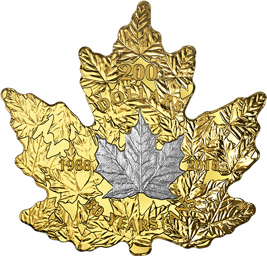 Pure Gold Platinum-plated Coin - Canadian Platinum Maple Leaf (570x570), Png Download