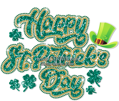 Glitter Happy Saint Patricks Day Rhinestone Transfer - Happy Saint Patricks Day! (450x450), Png Download