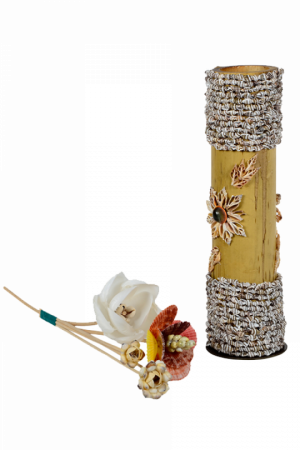 Sea Shells Medium Bamboo Vase - Glass Bottle (300x450), Png Download