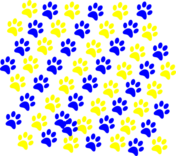 Blue/gold Paw Prints Svg Clip Arts 600 X 532 Px (600x532), Png Download