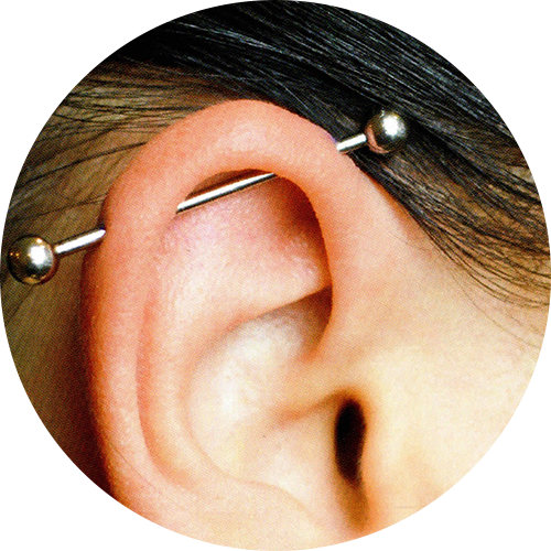 Industrial Piercing - Industrial Ear Piercing Styles (500x500), Png Download