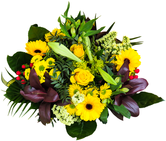 Flowers Bouquet Birthday Bouquet Isolated - Good Night Yellow Flower (371x340), Png Download