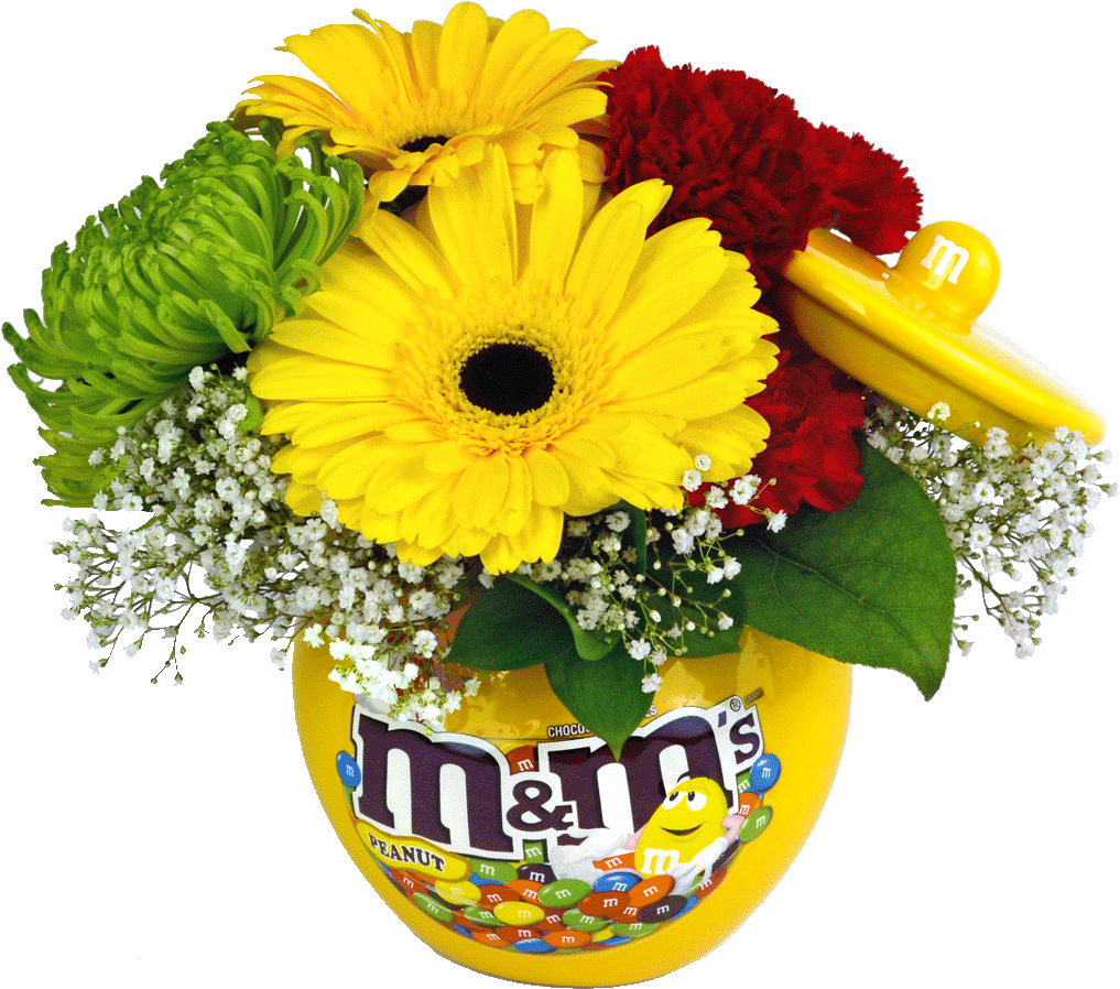 Mms Character Ceramic Candy Jar With Flowers - M&m's Crispy Chocolate Candies - 30 Oz Pouch (1024x1024), Png Download