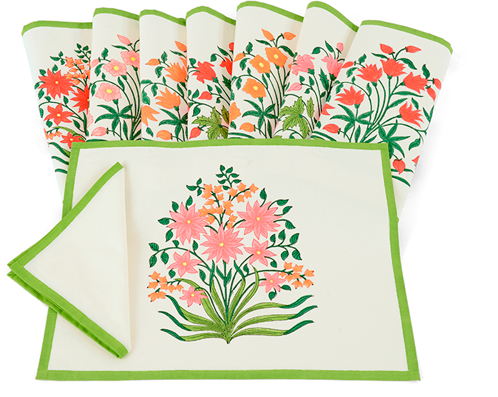 Inspired By The Mughal Love Of Flowers Each Placemats - Placemat (800x600), Png Download