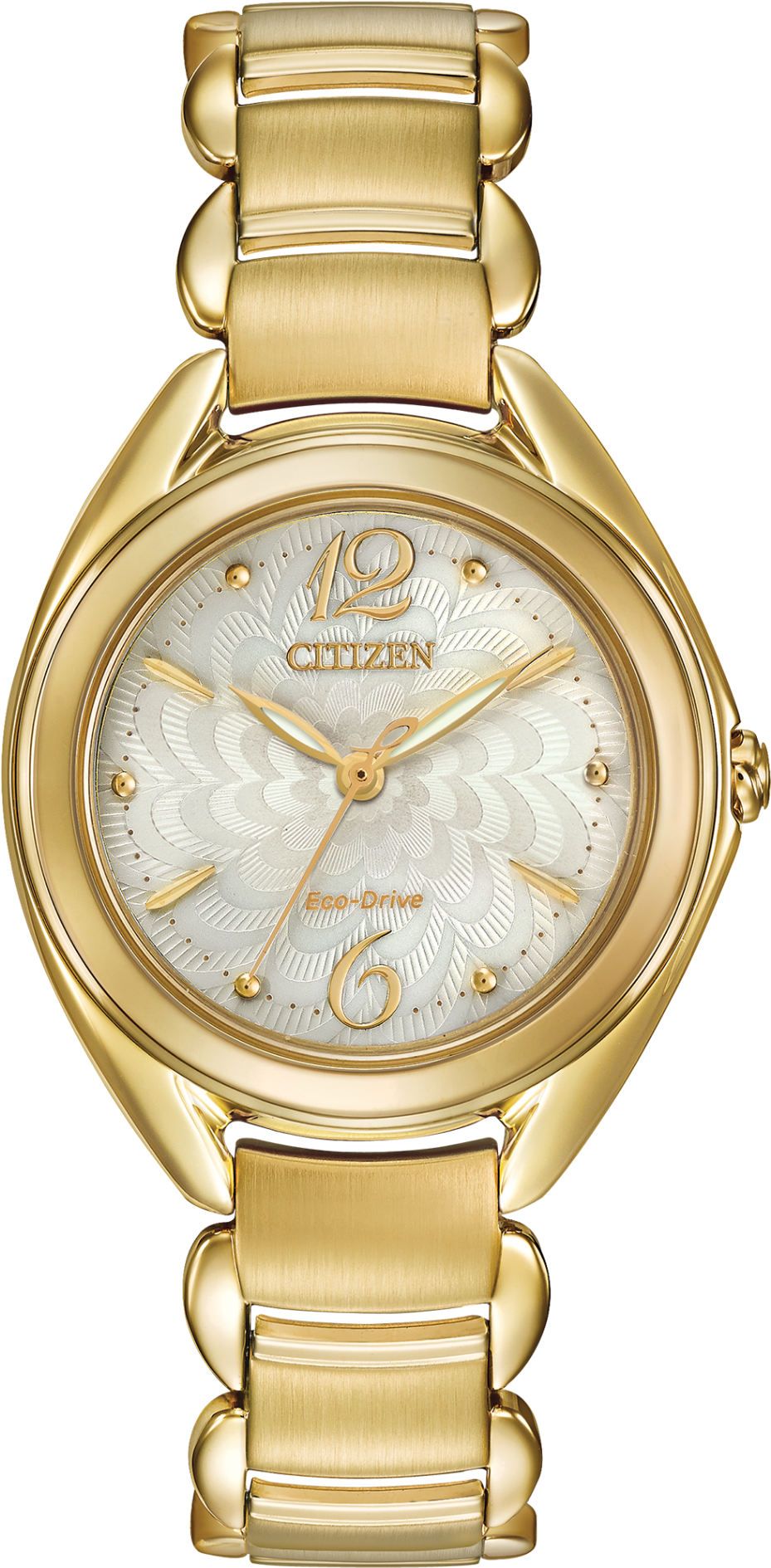 Ladies Flower Silhouette Watch In Yellow Stainless (1000x1941), Png Download