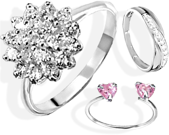 Silver Cz Rings - Png Jewellers Silver Collection (600x495), Png Download
