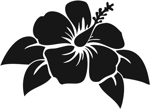 Hibiscus Flower Island Die Cut Vinyl Decal Pv - Hawaiian Flower Silhouette (500x500), Png Download