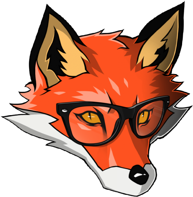 Great Orange Fox In Black Glasses Tattoo Design By - Fox Art Png (800x800), Png Download