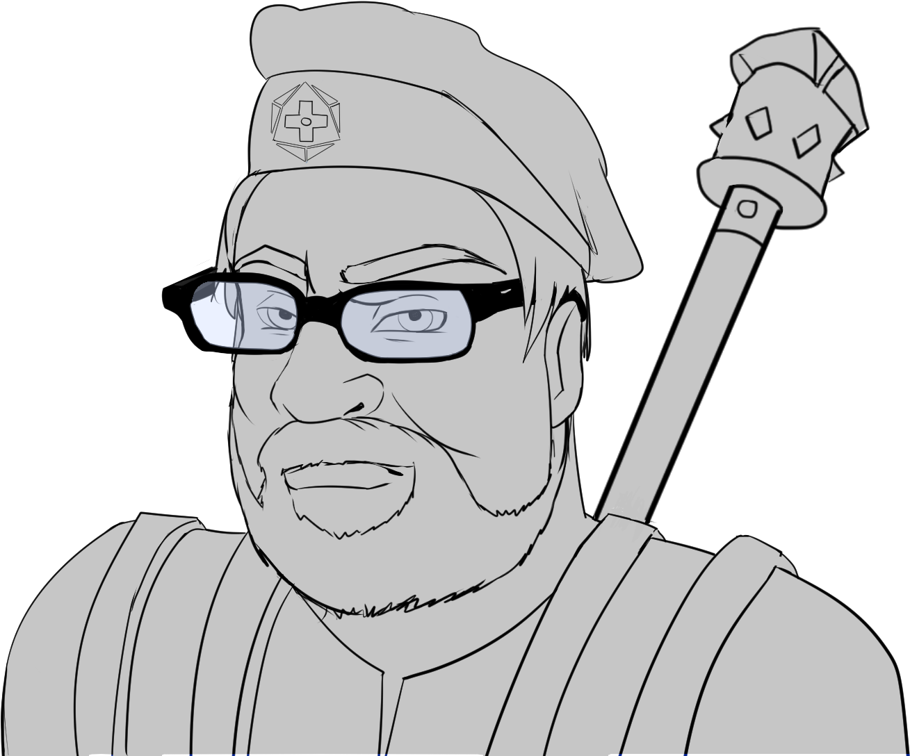 Cleric Sax Grim With Glasses - Cartoon (1704x1109), Png Download