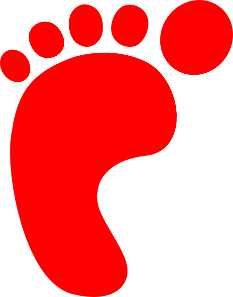 Red Footprint Clipart (468x596), Png Download