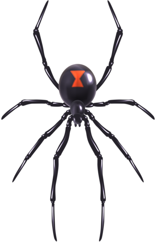 Black Widow Spider Tattoo, Spider Clipart, Redback - Halloween Black Widow Spider (322x500), Png Download