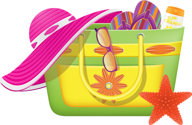 Beach Clipart Basket - Beach Bag Clipart Png (640x416), Png Download