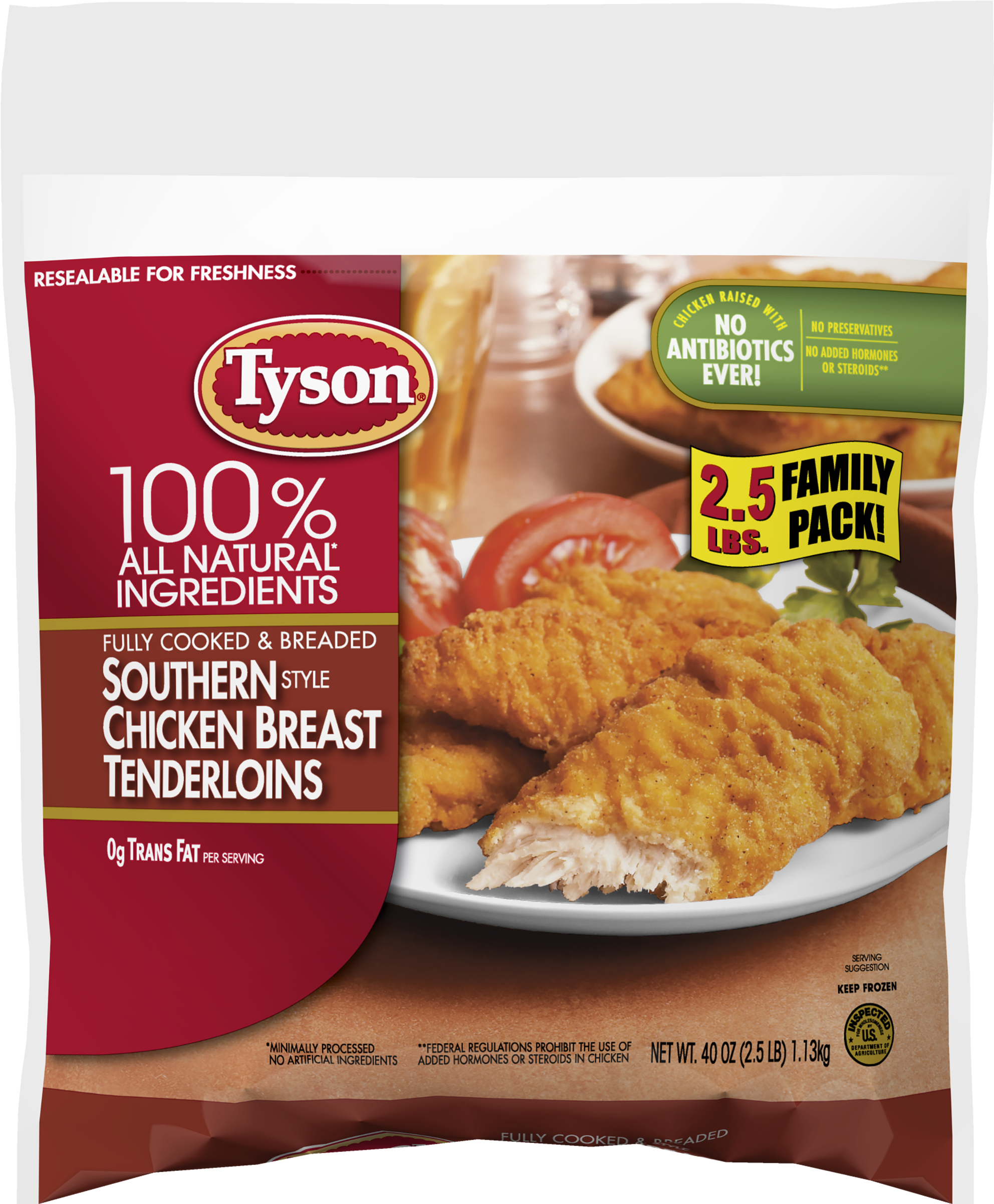 Fully Cooked & Breaded Southern Style Chicken Breast - Tyson Southern Style Nuggets - 13.25 Oz (2400x2400), Png Download