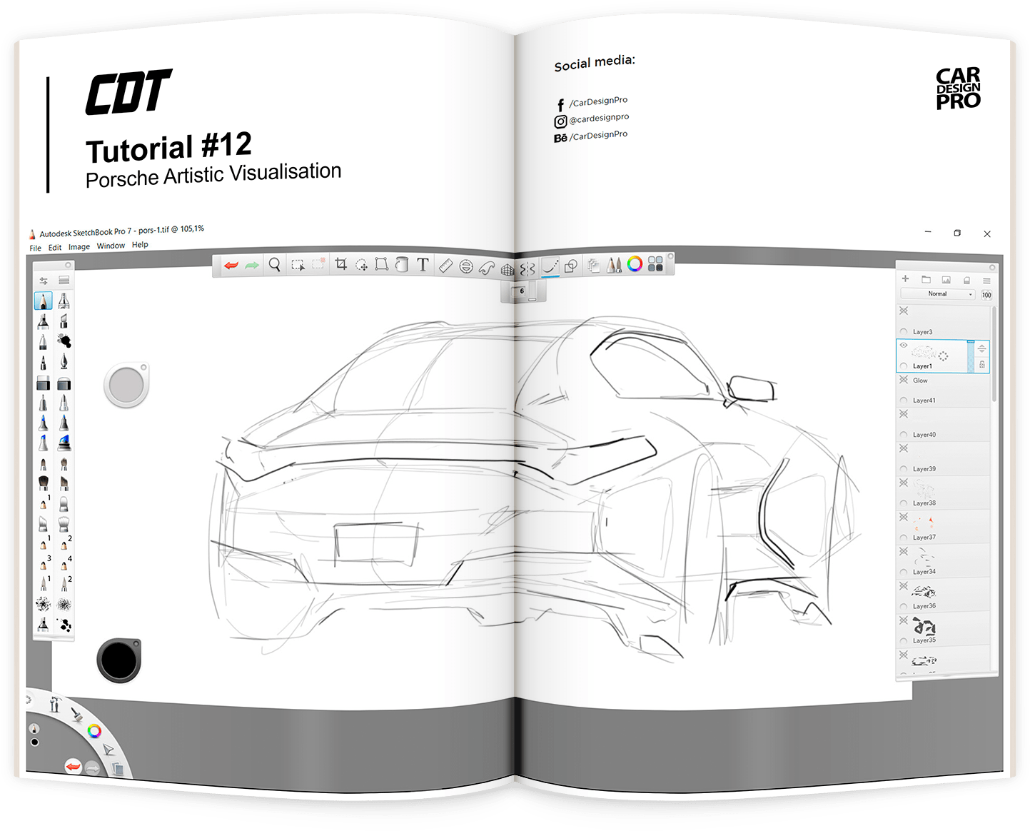 Clip Art Black And White Download Tutorial Porsche - Paper (1600x1320), Png Download