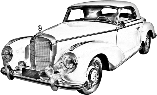 Drawing Transparent Car - Old Cars Mercedes Png (600x400), Png Download